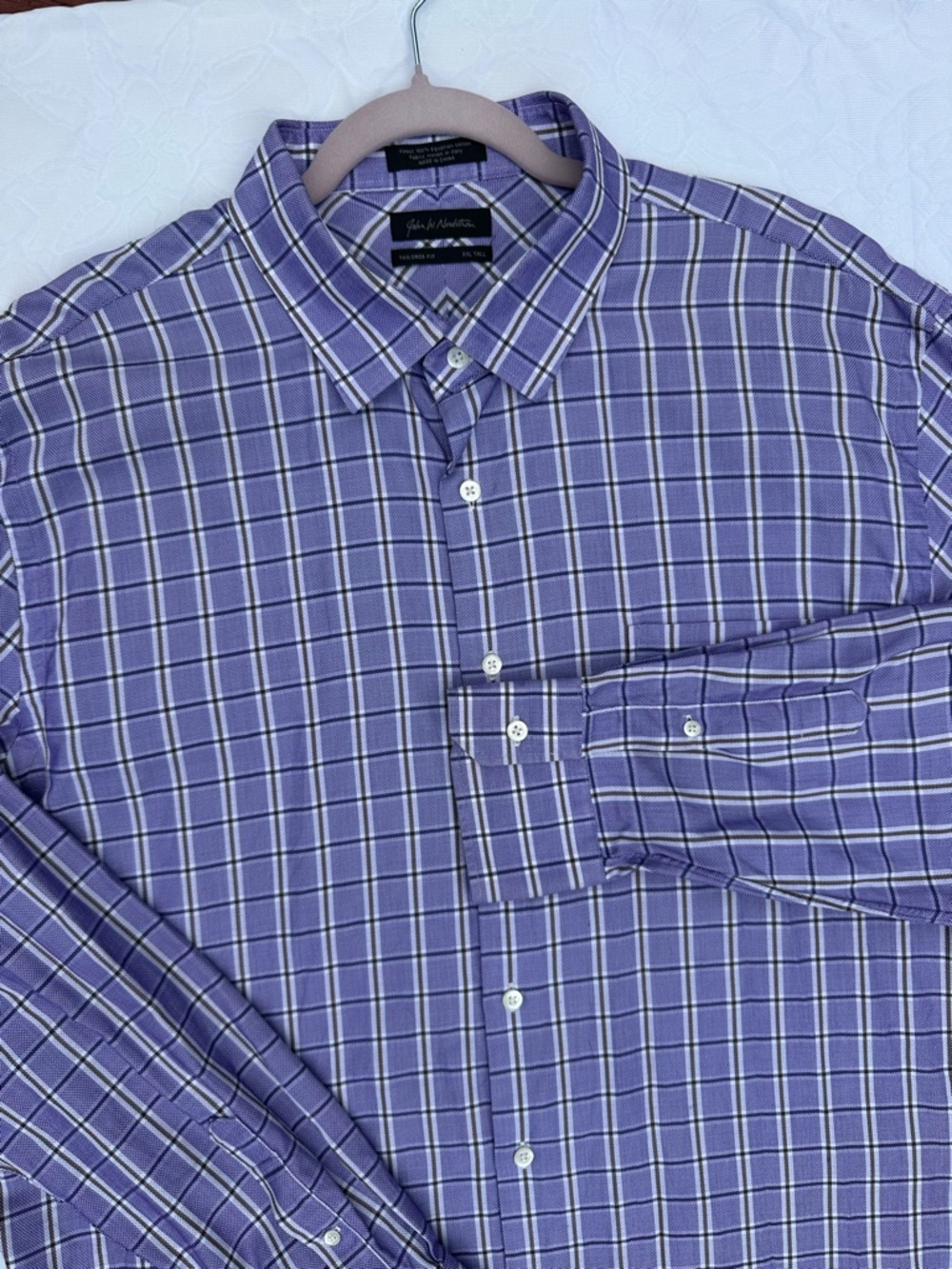 John W. Nordstrom Lavender Plaid Dress Shirt